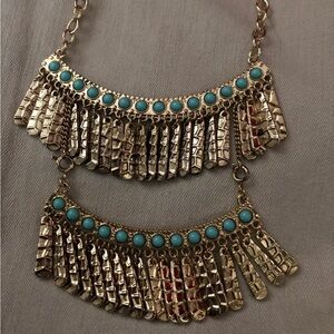 Park Lane Gold and Blue Bohemian Necklace